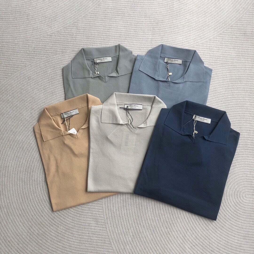 聚鹏名品andre maurice 男士纯色小v领海岛棉针织polo衫休闲款