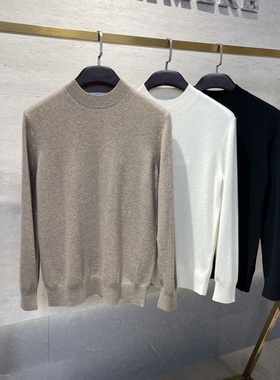 聚鹏名品Andre Maurice 米白色半高领羊绒衫绒感打底衫男士baby绒