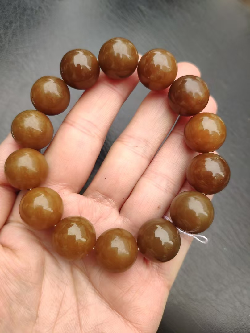 且末糖手串糖玉手串老红糖满色16毫米圆珠手串糖玉手串糖色手链