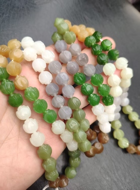 和田莲花珠项链和田多宝手串碧玉烟紫黄口糖玉白玉串佛珠