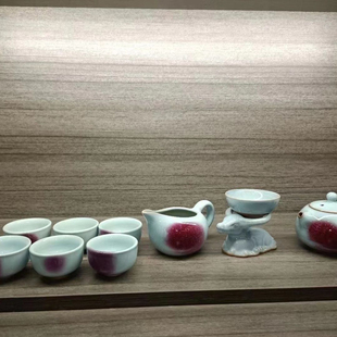 神后窑变高温钧瓷茶具套装中式原矿手工一鹿有你十件套礼盒