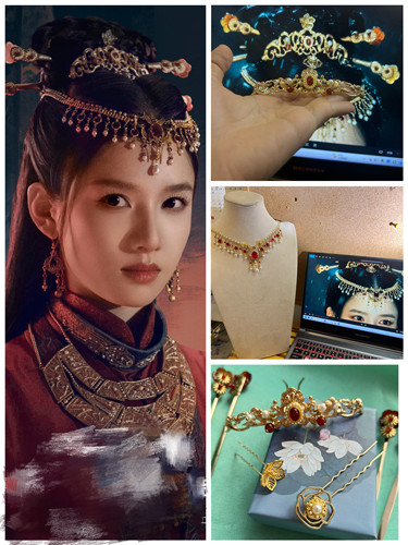 藏海传香暗荼张婧仪同款古风发饰配饰发簪女头饰发冠耳环纯手工