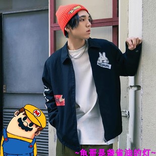 李宁秋冬男装OG SLICK联名滑板系列帆布面料棉服教练夹克AJMS017