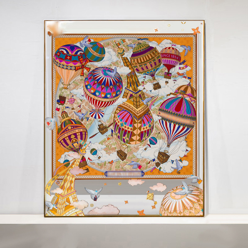 大牌亚克力框丝巾装饰画Iv客厅玄关法式挂画轻奢高级感丝巾画竖版,家居饰品,现代装饰画,淘宝优惠券,粉丝福利购,淘宝优惠卷