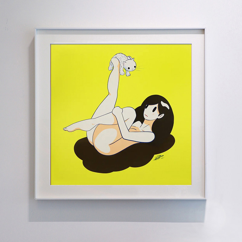 天野健版画Venus日本潮流艺术装饰画潮画女孩卧室挂画 维纳斯和猫,家居饰品,版画,淘宝优惠券,粉丝福利购,淘宝优惠卷