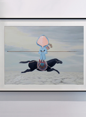 AOCA 当代艺术家吴琼版画武侠 潮流装饰画工作室挂画 在这里.意