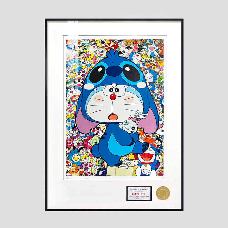 Death NYC版画 哆啦a梦挂画机器猫叮当猫潮画DMon潮流装饰画 带框