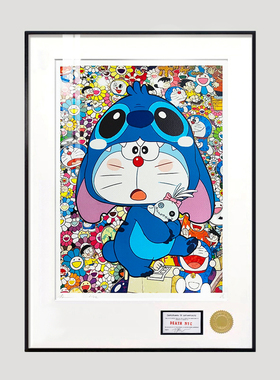 Death NYC版画 哆啦a梦挂画机器猫叮当猫潮画DMon潮流装饰画 带框