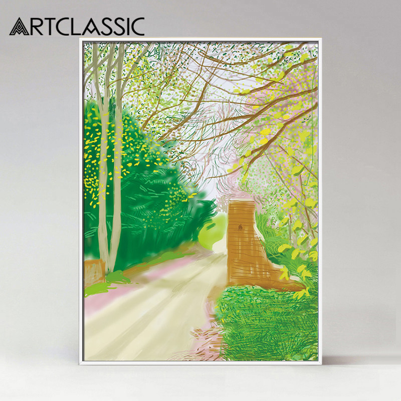 现代简约轻奢抽象画北欧玄关挂画风景装饰画霍尼克-春天来了