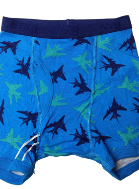 哟呼！crazy8次品 4-6岁男童瘦款蓝色飞机全棉平脚内裤平角短裤