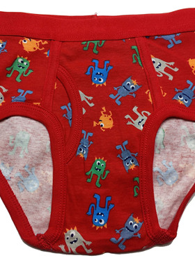 哟呼！外贸美单gy 3-4岁男童瘦款红色小怪物全棉高腰三角内裤短裤