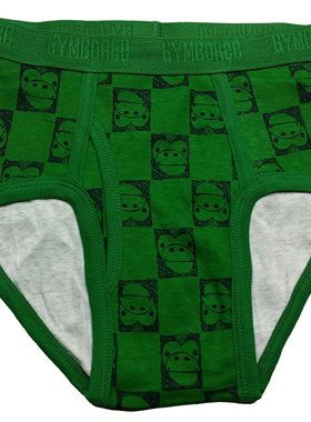哟呼！外贸美单gy 4-6岁男童瘦款绿色猴脸全棉高腰三角内裤短裤