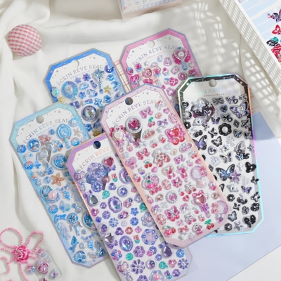 日系绮梦立体3D浮雕少女心宝石贴纸手帐素材手机壳DIY装饰贴画纸