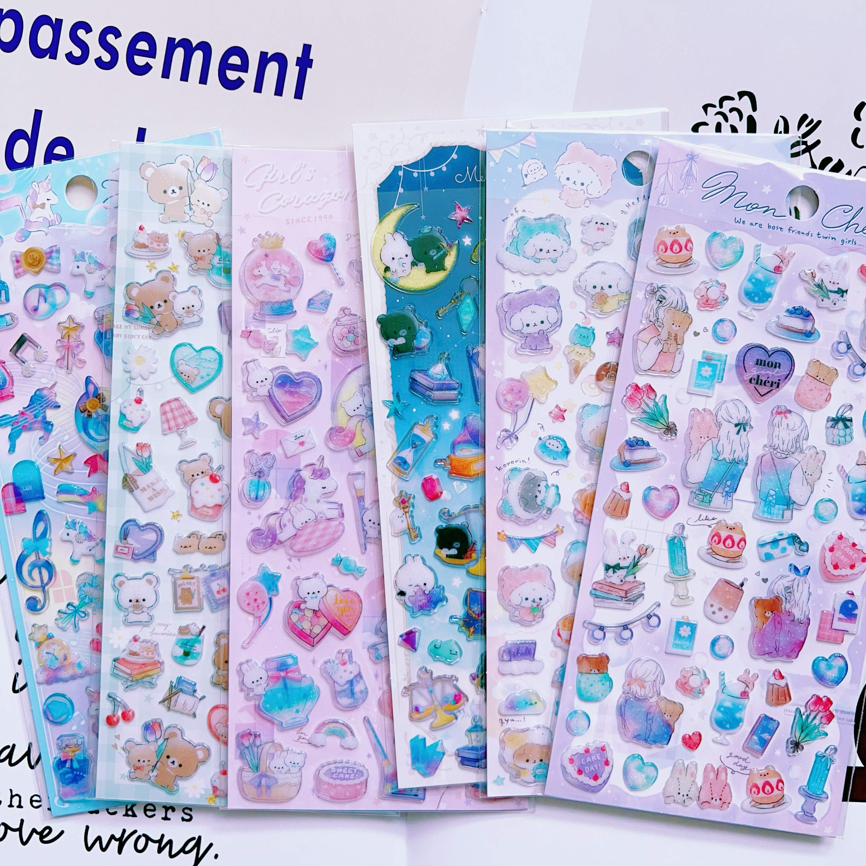 日系兔子独角兽滴胶贴纸