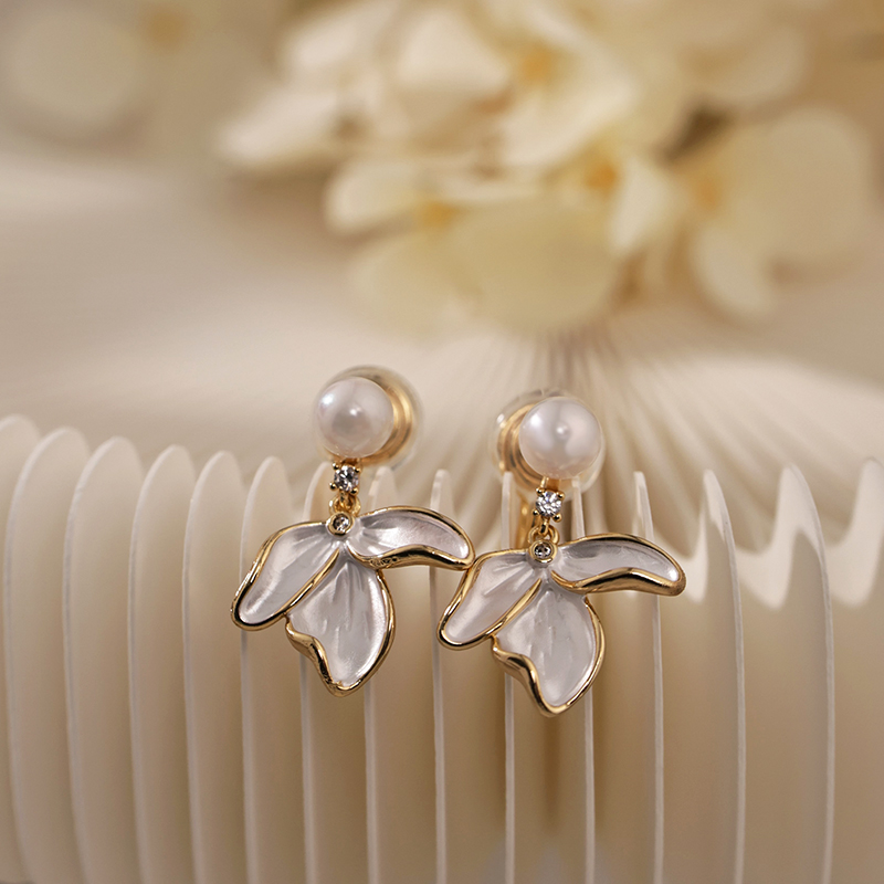 海洋精灵天然海水珍珠耳夹鱼尾耳夹女无耳洞耳饰