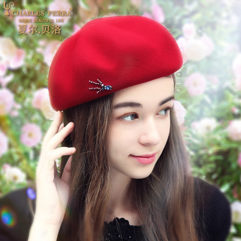 帽子女秋冬时尚保暖羊毛毡帽韩版潮百搭八角帽英伦复古贝雷帽冬季