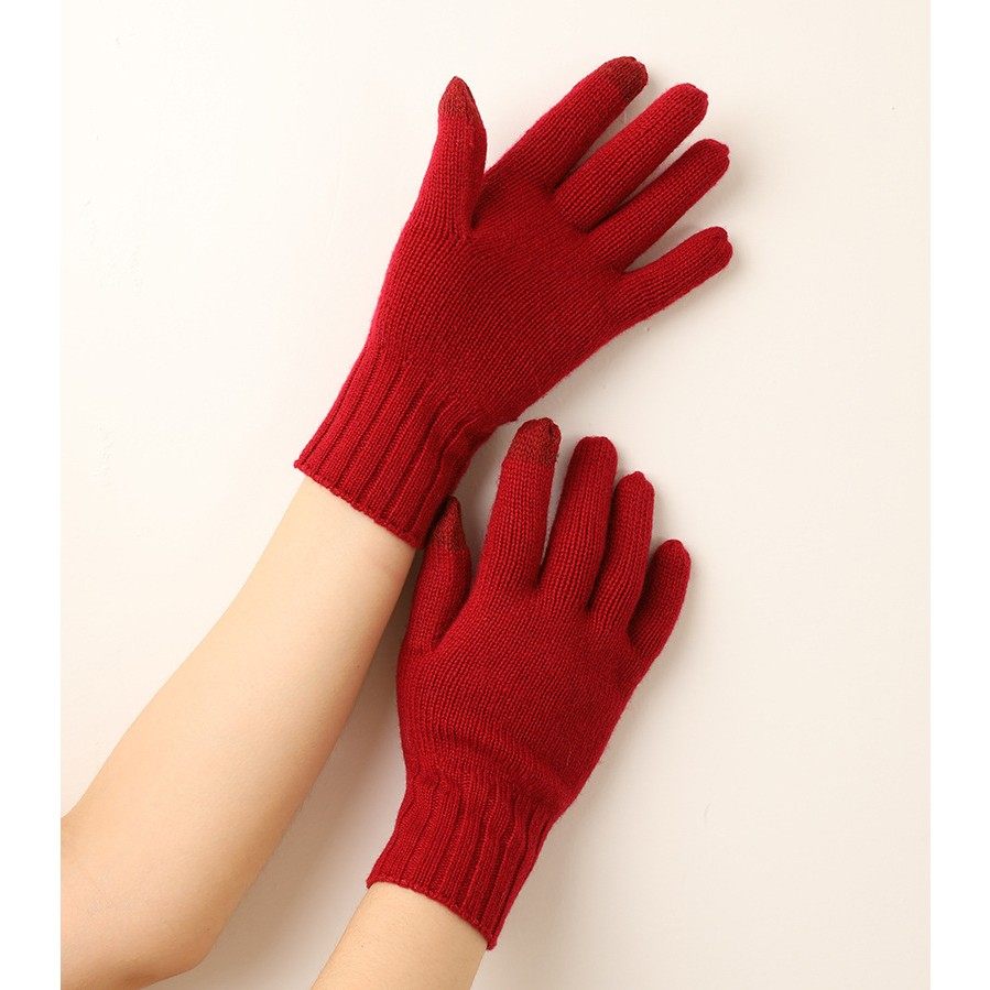 新款秋冬保暖羊绒针织手套女士触屏分指手套可爱ins时尚现货秒发
