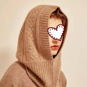 纯羊绒绞花保暖防风成人护颈连帽一体脖套 女时尚 意式 轻奢秋冬新款