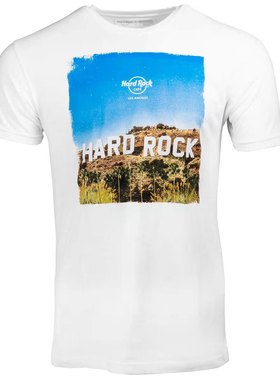 hard城市风景rock印花全棉男士T恤白色