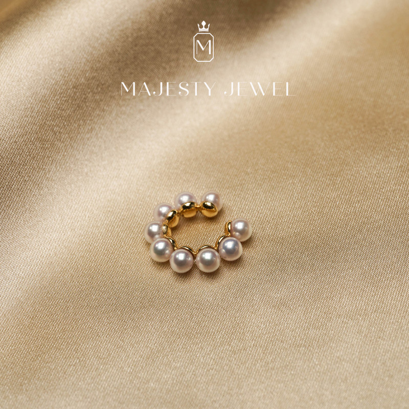 MAJESTY JEWEL18K金珍珠耳夹耳扣耳环女Akoya海水珠轻奢时尚