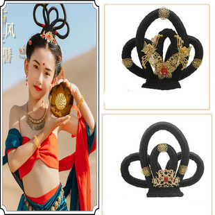 儿童敦煌飞天舞蹈假发表演头饰琵琶舞演出发髻异域风古装造型发包