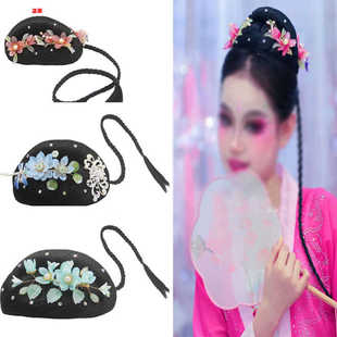 新款湘云飞古典舞蹈艺考桃李杯独舞头饰扇子舞舞台表演假发定制