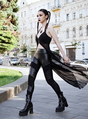 美国潮牌KILLSTAR On The Eye哥特朋克摇滚重金属吊带薄纱连衣裙