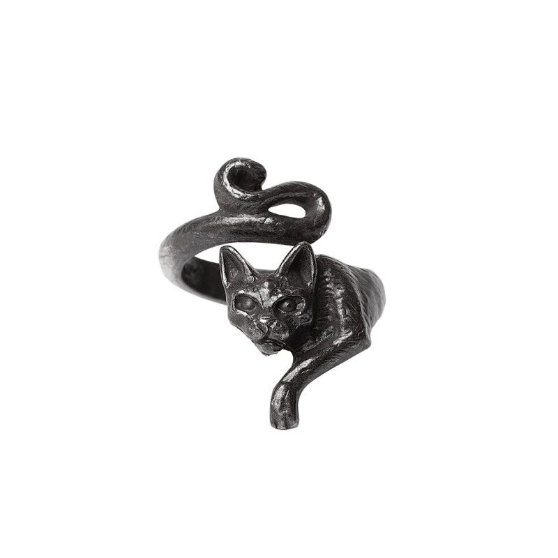 英国A牌Alchemy暗黑哥特复古R249 Le Chat Noir女巫黑猫戒指环