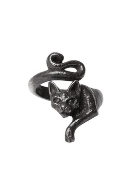 英国A牌Alchemy暗黑哥特复古R249 Le Chat Noir女巫黑猫戒指环