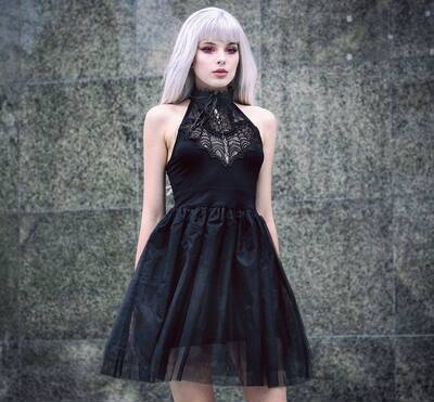 潮牌暗黑蕾丝哥特连衣裙