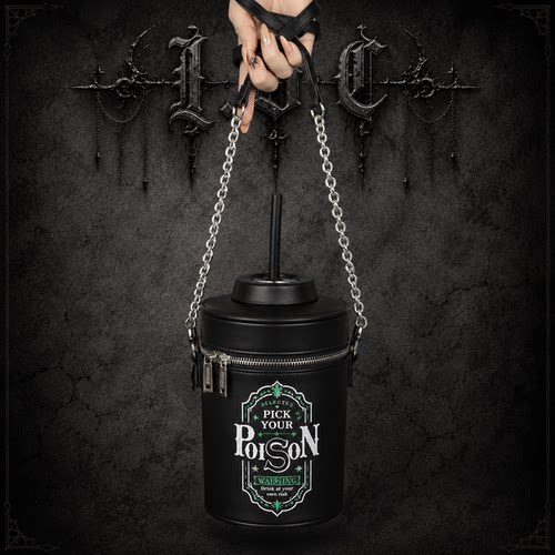 现货KILLSTAR暗黑哥特亚文化Pick Your Poison水桶饮料吸管挎包