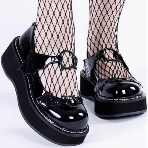 DEMONIA暗黑哥特亚文化EMILY-23洛丽亚厚底蝙蝠原宿漆皮玛丽珍鞋