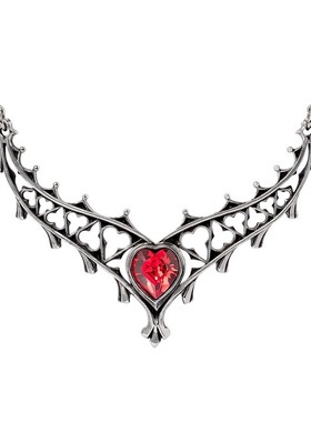 Alchemy Elizabethan P1001伊丽莎白时代 哥特风红色心形水晶项链