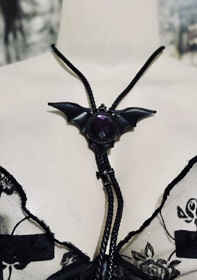 暗黑蝙蝠十字架领绳项链街头