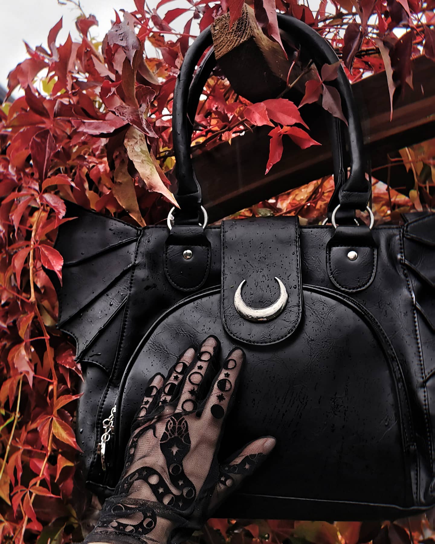 东欧哥特蝙蝠月相月亮手提包