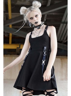 KILLSTAR暗黑哥特亚文化Oh My Ghoul制服修身背带摇滚朋克连衣裙