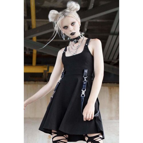 暗黑哥特亚文化修身背带连衣裙