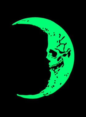 现货KREEPSVILLE 666暗黑哥特Skull Crescent Moon夜明骷髅月胸针