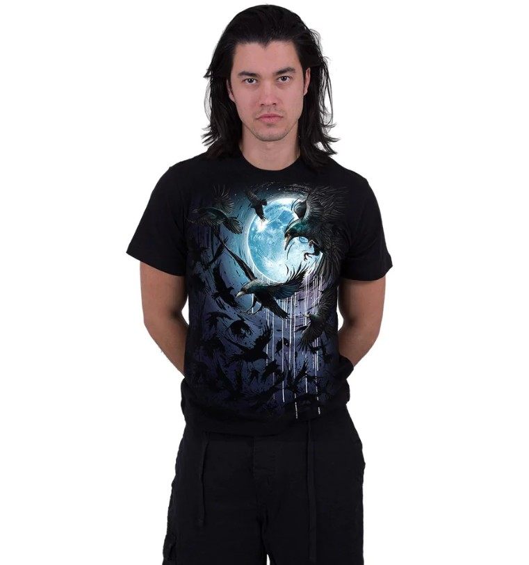英国哥特重金属摇滚spiral t175m101 crow moon月亮乌鸦暗黑t恤
