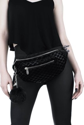 潮牌哥特朋克摇滚腰包鱼鳞纹