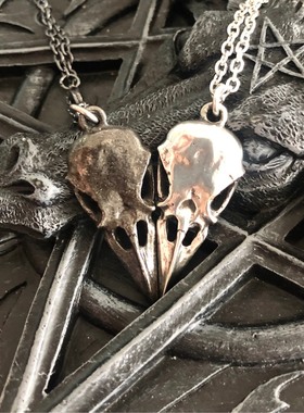 Alchemy Gothic P834 Coeur Crane英国哥特渡鸦情侣链摇滚吸血鬼