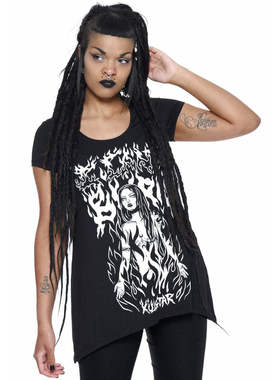 KILLSTAR暗黑哥特亚文化I Can't Burn焚烧女W绑带露背摇滚朋克T恤