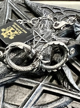 Alchemy Gothic A129 Infinitum永恒哥特摇滚朋克龙形环皮腕带