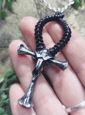 Alchemy英国A牌P973 Ankh of Ammon羊头圆环十字架暗黑哥特项链