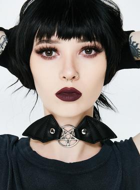 潮牌KILLSTAR Tokyo Nights哥特午夜东京五芒星蝙蝠翅膀颈带