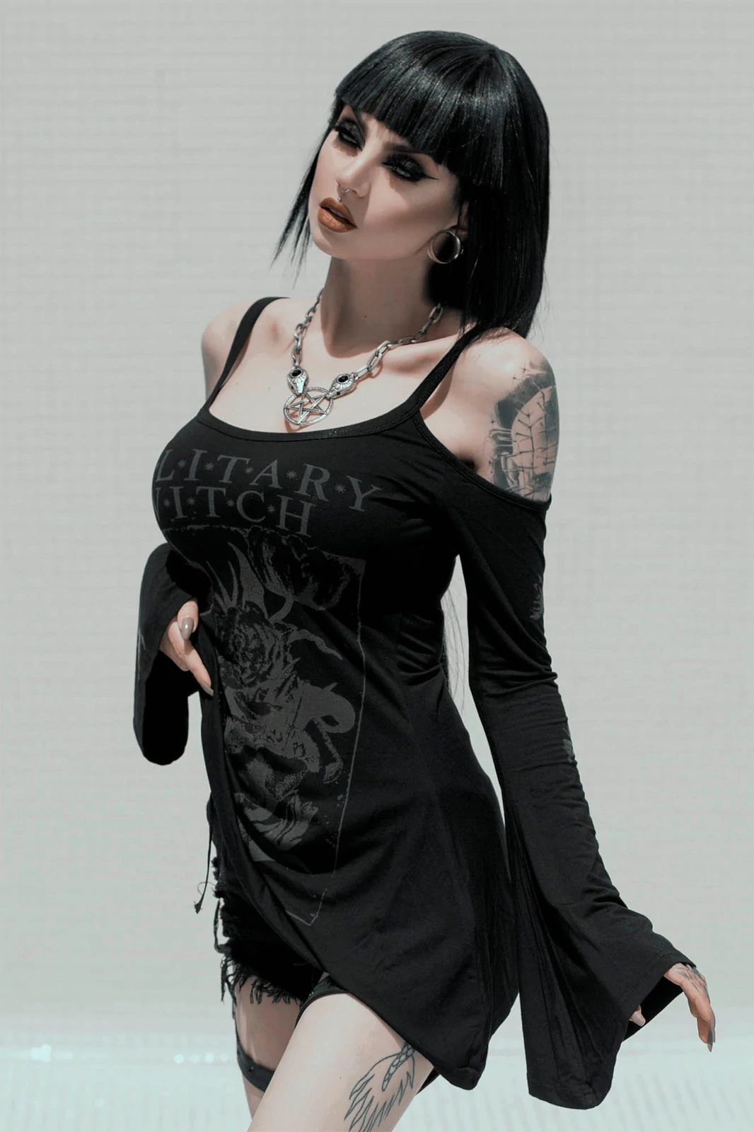 暗黑哥特亚文化哥特露肩吊带裙