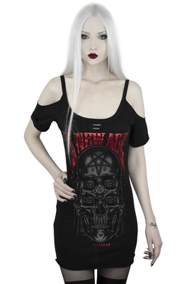 现货KILLSTAR暗黑哥特亚文化New Age哥特朋克摇滚破洞吊带短袖T恤