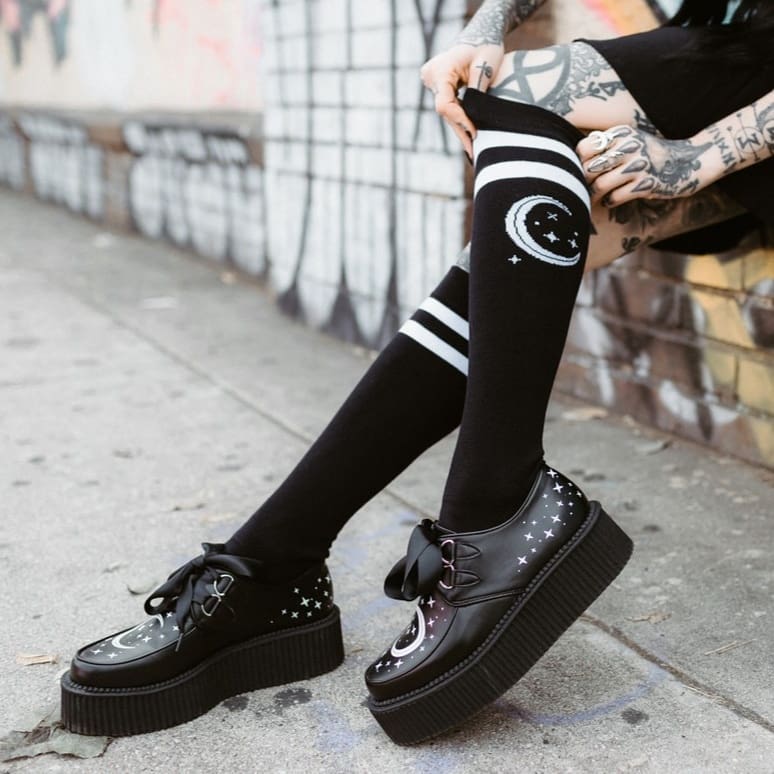 暗黑朋克风月亮过膝打底袜