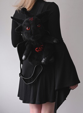 KILLSTAR哥特暗黑Dark Lord巴风特立体山羊摇滚朋克毛绒双肩背包