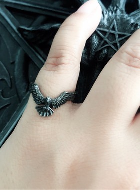 Alchemy Gothic R232 Ravenett哥特渡鸦摇滚朋克戒指指环白镴欧美
